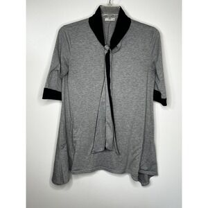 VLD‎ Gray and Black Tie Womens Pullover Knit Maternity Top Medium